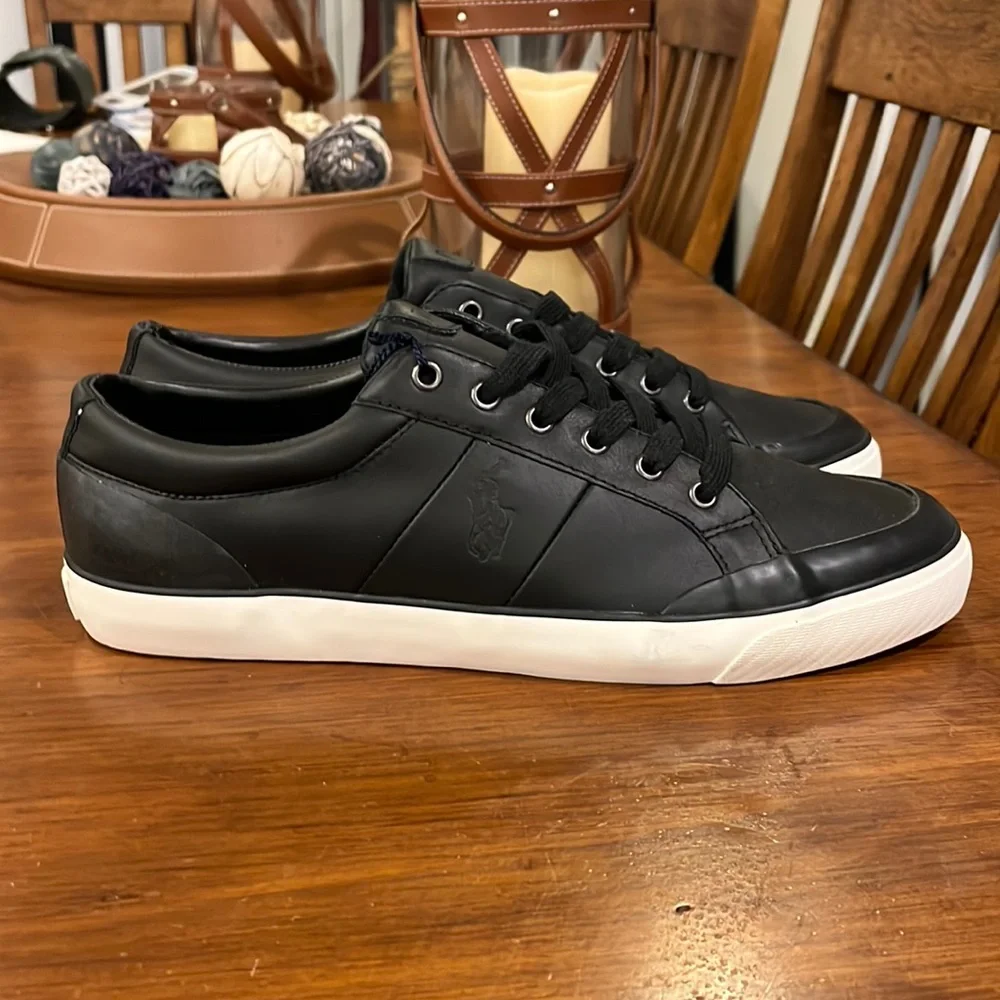 Polo Ralph Lauren Ian Boat Deck Shoes Sneakers new Black Leather Mens Size 12
